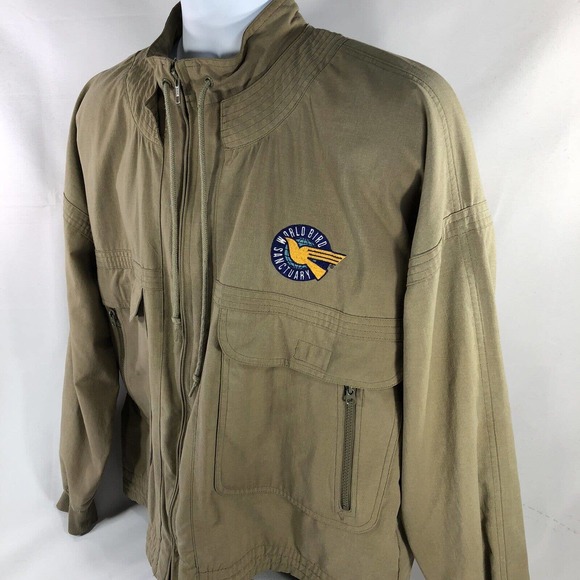 World Bird Sanctuary Jacket Full Zip Mock Neck Kahki Long Sleeve Approx Size M/L - Picture 6 of 16